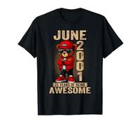 25 de Junio Cumpleaños Hombres Mujeres 2001 Impresionante Oso de Peluche Camiseta