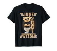 25 de Junio Cumpleaños Hombres Mujeres 2001 Impresionante Oso de Peluche Camiseta