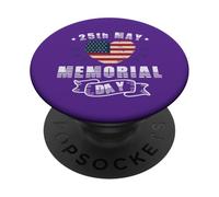25 de Mayo Memorial Day Bandera Americana Corazón Homenaje PopSockets PopGrip Adhesivo