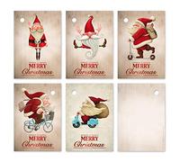 25 etiquetas de Navidad, 52 x 74 mm, 5 divertidos diseños de Papá Noel, 5 unidades de cada 5 etiquetas de Navidad, colgantes, tarjetas de regalo de Edición Colibri