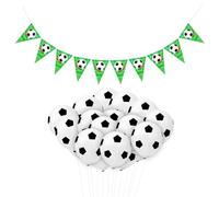 25 Globos de Fútbol, 1 Bandera de Fútbol, Globos Impresos con Fútbol, Decoraciones de Globos Sobre el Tema Deportivo, Decoraciones de Cumpleaños, Decoraciones de Fiesta de Fútbol