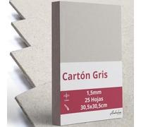25 Hojas 30,5x30,5cm Cartón Piedra Gris Prensado 1,5mm grosor - Tamaño 12x12" - 925gsm/m2 - Para encuadernar - Manualidades - Scrapbooking