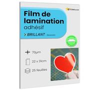 25 hojas A4 22 x 31 cm Láminas de laminación en frío BRILLANTE - Película plastificadora autoadhesiva para fotos y pegatinas - Compatible con plotter de corte