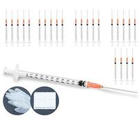 25 jeringas de recambio de 1ml con aguja roma, 4x guantes de vinilo y 8x bastoncillos de celulosa para líquidos, aromas, hobby y bricolaje y oficina
