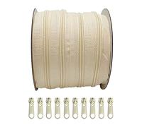 25 M Cremallera Continua Nylon + 10 Cursores Libre Deslizadores de Metal para Costura, Cremallera para Coser, Manualidades, (103, 25M)