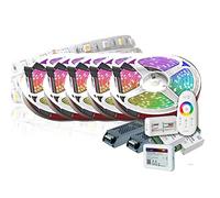 25 m Premium 24 V RGB+WW RGBW LED Strip 5050 SMD RGB+luz blanca cálida 1500 LEDs 60LED's/M+WiFi WiFi MiLight Control para Amazon Alexa/Smartphone + Fuente de alimentación Ultra Slim Transformador