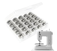 25 Metal Bobbins With Storage Box, Size 15 Universal Sewing Machine Bobbin, Compatible With Brother Bernina Janome Elna, Class 15