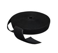 25 Metros Cinta de Cierre para Coser - Gancho y Felpa - Rollo de Cinta para Unir Cortinas, Alfombras, Telas, Fuerte Agarre, Hook and Loop, Blanco o Negro, (Negro, Felpa 20mm)