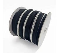 25 Metros/Cremallera Continua de Nylon, con 25 Cursores Deslizadores de Metal #5, Cremallera para Coser en Ropa, Manualidades, Costura, Cremallera Negra y Plateada, (25 m, 332)