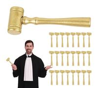 25 mini mazos de madera para juez, 4.5 x 1.4 pulgadas, mazo pequeño dorado con acabado mate, accesorio de utilería para aula de juicio simulado, juegos de fiesta de subasta, cosplay de abogados