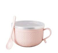 25-Oz Soup Bowls with Lids, Soup Bowls with Handles for Salad, Noodles Desserts, Stainless Steel Inner Wall, Keep Food Warm and Fresh for School Office(Not Microwave-Safe) (1PC Pink)