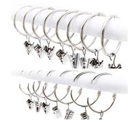 25 Pack Anillas para Cortinas con Pinza, Ganchos Decorativos del Anillo de Cortina de Ventana del Metal con Clip Fuerte, Resistente Herrumbre, Fácil de Abrir y Cerrar, 38mm Diámetro Interior, Plata