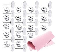 25 pares de aretes de plata de ley 925 con almohadilla plana, hipoalergénicos, en blanco, con parte trasera de plata de ley 925 para hacer joyas (6 mm)