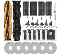 25 Pcs Accesorios Kit Recambios para Dreame L40s Pro Ultra/X50 Ultra Complete/L50 Pro Ultra/X50 Master/Matrix10 Ultra, 2 Cepillo Principal, 6 Bolsas de Polvo, 6 Cepillo Lateral, 4 Filtro, 6 Mopas