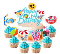 25 pcs beach cake decorations cake toppers tabla de surf decoraciones para tarta pool party decoracion de tartas luau decoraciones de pastel hawaianas para decoraciones de verano