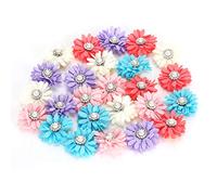 25 Pcs Cute Pet Dog Cat Hair Bows Flowers, Pet Grooming Bows with Rubber Bands, Colorful Polyester Decorative Headwear for Small Dogs and Cats in Skyblue Watermelon Red White Laven