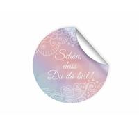25 pegatinas con texto en alemán «Schön, dass du da bist» para regalos de invitados, para bodas, bautizos, cumpleaños, aniversarios (4,5 cm redondos)