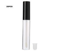 25 piezas 10 ml tubos de brillo labiales vacíos transparentes con cepillo, anillos de goma, botellas de bálsamo labial de bricolaje para cosméticos