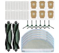 (25 piezas) 105 Combo Accesorios Repuestos para iRobot Roomba 105 Combo, Roomba Combo 2 Essential, 2 cepillos giratorios, 6 cepillos laterales, 6 filtros HEPA, 6 bolsas para el polvo, 5 mopas