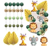 25 piezas Animal Ball Pastel Decoraciones, Globo Pastel Toppers Globos en forma de pastel Insertar Mini Globos Cupcake Toppers Palos Decoración para la fiesta de boda Decoración de cumpleaños