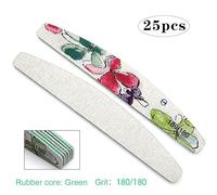 25 piezas/Bolsa de lima de uñas con estampado de flores, bloque pulidor de uñas de doble cara, herramienta de manicura, grano 80/100/150/180/240/320