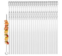 25 Piezas Brochetas de Barbacoa de Acero Inoxidable de 39cm,Brochetas barbacoa,Pinchos para Barbacoa Reutilizables, Brochetas de Kebab para fogata o parrilla,para fiestas de barbacoa