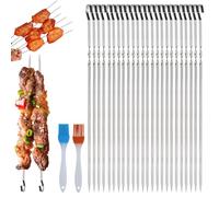 25 Piezas Brochetas De Barbacoa De Acero Inoxidable,Pinchos Para Barbacoa Reutilizables,Brochetas De La Parrilla,Brochetas De Metal,Brochetas De Kebab De Acero Inoxidable Plano.