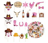 25 Piezas de Accesorios para Fotos de Vaquero Occidental, 50 Pegatinas, Decoración de Fiesta y Pastel