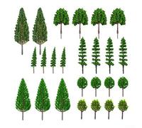 25 piezas de árboles en miniatura mixtos para paisaje de tren y decoración de diorama con follaje verde realista en varias alturas de una a cinco pulgadas, material plástico flexible para diseños