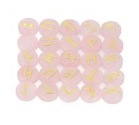 25 Piezas de Piedra de Meditaci¨®n, Apariencia Brillante, Uso Generalizado Energ¨ªa Positiva Espiritual Negro Grabado Piedras Runa Kit para Meditaci¨®n Adivinaci¨®n (Cuarzo rosa)