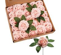 25 Piezas de Rosas Artificiales Rosas, Rosas Artificiales, Decoración de Flores Artificiales con Tallos para Bodas, Decoración de DíA de San Valentín, Decoración de Fiestas, Decoración del Hogar-Rosa