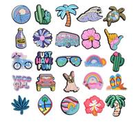 25 Piezas Estilo Hawaiano Pins para Crocs, PVC Pin Crocs Charms Jibbitz, Hebilla de Insignias Colorido, Zapatos Accesorios Mujer Clogs, para Bricolaje