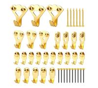 25 Piezas Ganchos de Metal para Colgar Cuadros, Colgar Cuadros de Trabajo Pesado con Clavos, Ganchos para Colgar Fotos con Tapa de Cobre Negro, para Marcos, Espejos, Resistente y Fácil de Instalar