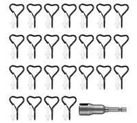 25 Piezas Ganchos de Tornillo, Ganchos de Techo, Tornillos de Gancho con Hebilla de Seguridad para Luces de Cadena de Patio, Jaulas de Pájaros, Plantas, Decoración, Negro/Forma de Corazón