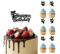 25 piezas gato cupcake Topper negro gatito Cake Topper decoración para tarta de cumpleaños infantil para baby shower niños cumpleaños boda fiesta pastel decoraciones accesorios amantes de los gatos