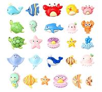 25 Piezas Mini Figuras Océano, Mini Animales Marinos, Adornos en Miniatura, Mini-Decoración, Accesorios para Casa de Muñecas, para Micro Mundos DIY, Adorno Fundas Móvil, Fabricación Horquillas