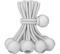 25 Piezas Tensores Elasticos con Bolas Tensor de Goma 15 cm Cuerda Elásticas para Sujetar para Pabellones, Lonas, Tiendas de campaña, Toldos, Banderas, Camping, Banner, Jardín - Blanco