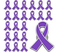 25 pines de cinta de concienciación púrpura para la enfermedad de Alzheimer contra la violencia doméstica, conciencia de enfermedades, cinta morada, esmalte de solapa a granel, S, Acero aleado, Sin