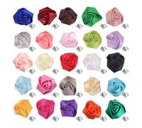 25 pines de solapa de flores de rosas multicolor para hombre, hechos a mano, de satén, para hombres, trajes de moda, joyería de boutonniere, broche de boda, fiesta, novio accesorios