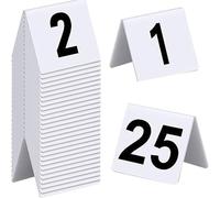 25 placas de números de mesa acrílicas estilo tienda, blanco de doble cara, 2,4 * 2,1 pulgadas, adecuadas for restaurantes y bares(1-25)