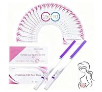 25 Pruebas De Ovulación y 10 Pruebas De Embarazo,Test de Ovulación,Test de Embarazo Precoz,Tiras Ovulacions Sensibles 25 miu/ml,Kits Tests Ovulacións y Fertilidad,Preciso Resultados,Púrpura