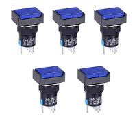25 pulsadores rectangulares de encendido de 16 mm con lámpara LA16-J-11D, autorreinicio, bloqueo momentáneo, 5 pines, LA16-J-11S(Blue,24V_LATCHING LOCK_1NO1NC)