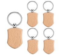 25 Pzs Forma de escudo Llaveros de Madera en Blanco para DIY y Grabado