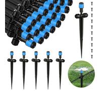 25 rociadores de riego ajustables de 360 grados, gotero de riego de jardín con estaca y soporte para tubo de micro goteo, foco de riego por goteo para manguera de 6,35 mm de invernadero(azul)