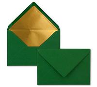 25 sobres B6 con forro interior dorado, 12,5 x 17,6 cm, verde oscuro, adhesivo húmedo, FarbenFroh by GUSTAV NEUSER