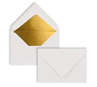 25 sobres en color blanco con forro dorado - DIN C7 - 8,1 x 11,4 cm - adhesivo húmedo - 120 g/m² - Sobres ideales para vales, regalos de dinero