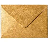 25 sobres, mini tarjetas de visita, doradas, metalizadas, 6 x 9 cm, 60 x 90 mm, cierre mediante adhesivo, gramaje 100 g/m².