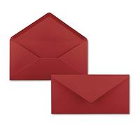 25 sobres para cartas de color rojo oscuro DIN Lang - 110 x 220 mm (11 x 22 cm) - cierre húmedo sin ventana - ideales para tarjetas de invitación - Serie FarbenFroh