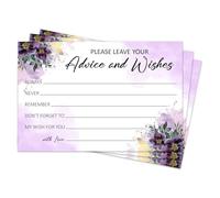 25 tarjetas de consejos y deseos florales morados, tarjetas de consejos para parejas nuevas y padres, ideales para cumpleaños, graduación, baby shower, despedida de soltera, recepción de boda, 10 x 15