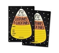25 tarjetas de invitación de fiesta de Halloween para adultos, cumpleaños vintage o boda nupcial o baby shower invitaciones de papel, disfraz de maíz de gato negro aterrador, DIY horror Spooktacular casa Bash idea imprimible